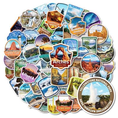 China Waterproof+Eco-friendly 62Pcs HD Outdoor Travel National Parks Stickers For Waterbottles Bedroom Car Decoration Laptop Stickers for sale