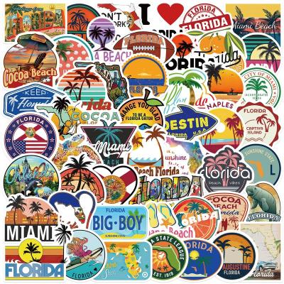 China 50Pcs America Florida Decorative Sticker Landscape Outdoor Sticker For Flask Skateboard Luggage Laptop Hydraulic Stickers for sale