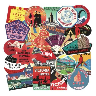 China 56Pcs Retro Sticker Travel Hotel Landscape Graffiti Decorative Sticker For Notebook Skateboard Luggage Laptop Bottle Car Bike Decor Stickers for sale