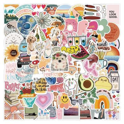 China 100Pcs Pink Vsco Girl Waterbottle Stickers Waterbottle Waterproof Cute Laptop Luggage INS Label Sticker for sale