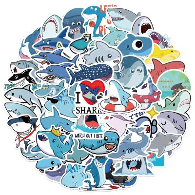 China 50Pcs Shark Waterproof Ocean Stickers Water Bottle Luggage Laptop Sticker Marine Life Animal Cartoon for sale