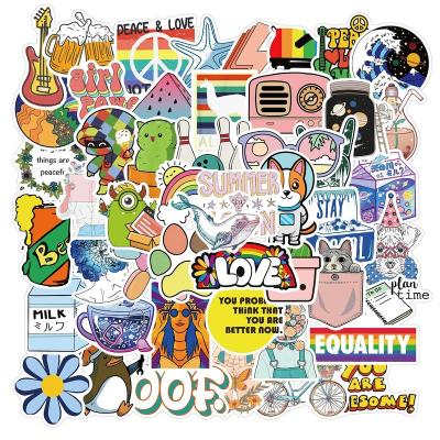 China 50Pcs Decorative Cute Sticker Cartoon Vsco Sticker For Girls Luggage Laptops Waterbottle Phone Case Vinyl Stickers for sale