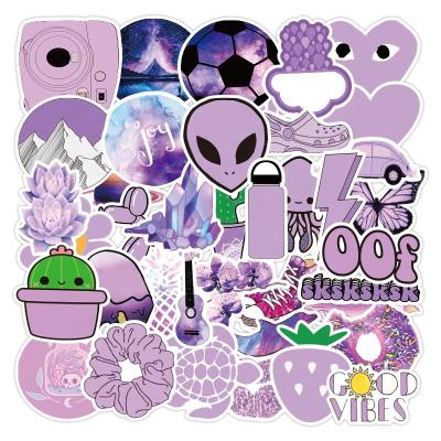 China 50Pcs Vaporwave Waterproof Cute Purple Sticker For Skateboard Guitar Waterbottles Case Laptop Luggage Car Vsco Stickers Custom for sale