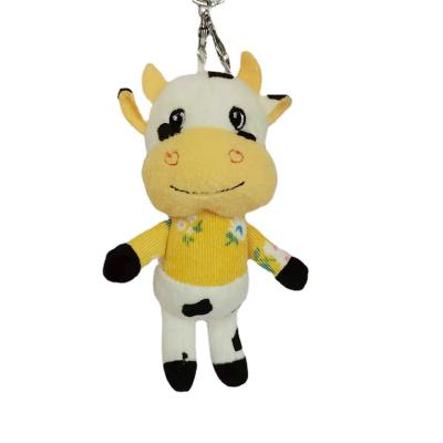 China Fashional Cartoon Cute Plush Cow Toy Keychain Pendant Black And White Spotted Calf Doll Bag Pendant for sale