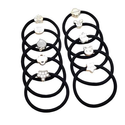 China 2021 Fashional 2021 Small Circle Elastic Band Bow Scrunchies Girl High Elastic Hair Rope Children Butterfly Ring Simple Hair Accessories for sale