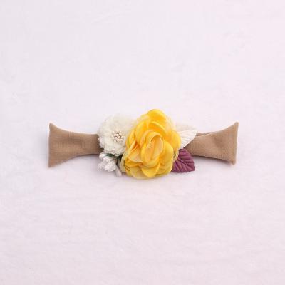 China Fashional 2021 Lovely Flower Elastic Hair Rope Baby Girl Headbands Hair Accessories Belt Handmade Newborn Nylon Hair Belt for sale