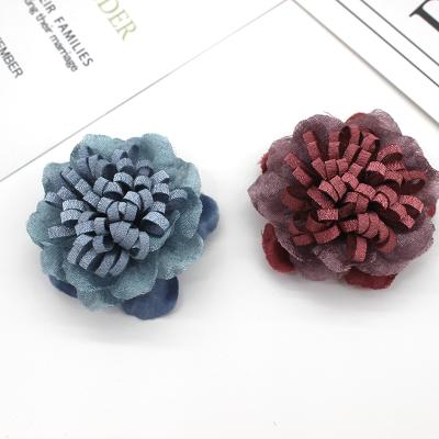 China Fashional 5cm Fabric Satin Flower Applique Cloth Flower Headband Hair Flower Kids Decoration for sale