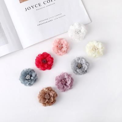 China Fashional 5cm Handmade Colorful Hair Lace Tulle Girl Decorative Flower for sale