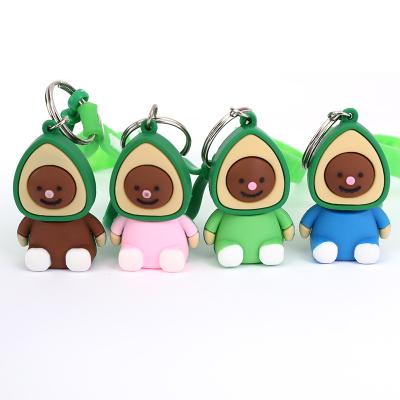 China 2021 Fashional Cartoon Small Small Mirror Fashion Cute Pendant Bag Couples Senior Fruit Silicone Avocado Chain Gift for sale