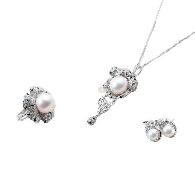 China FASHIONABLE Queen of Panla 925 Sterling Silver Jewelery Women Pearl Bridal Set Wedding Jewelry Set for sale