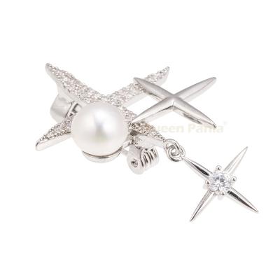 China Wholesale Custom Korean Designer Sliver Panla Queen Women Ladies Accessories Snowflake Four Stars Pearl for sale