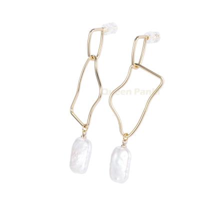 China Other Queen of Panla Real Gold Plated 925 Sterling Silver Freshwater Baroque Pearl Earrings Different Size for sale