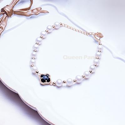 China Panla Queen Romantic Adjustable 18k Gold Plated Bracelet Natural Freshwater Pearl Bracelet For Women for sale