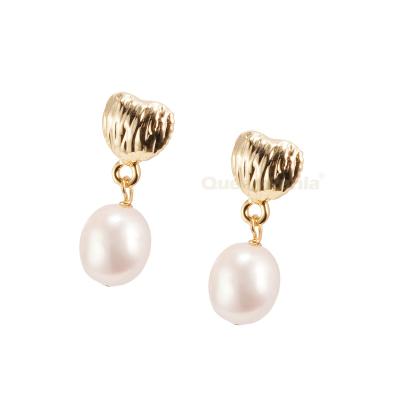 China Other Panla Queen Pearl Gold Earring Jewelry Real Natural Round Real Freshwater Pearl Gold Earring Jewelry Accept Customization for sale