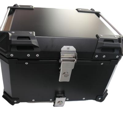 China 55L Gold Tail Waterproof Large Capacity Multipurpose Aluminum Box With Black Motorcycle Leather Liner Trunk for sale