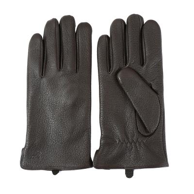 China Wholesale Big Discount Touch Screen Plain Plain Sheepskin Double Face Men's Winter Hand-sewing Gloves for sale