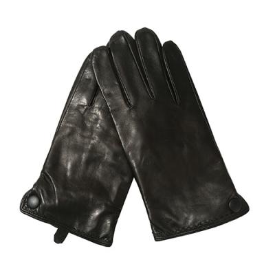 China Four Seasons Mens Winter Black Warm Sheepskin Driving Leather Gloves for sale