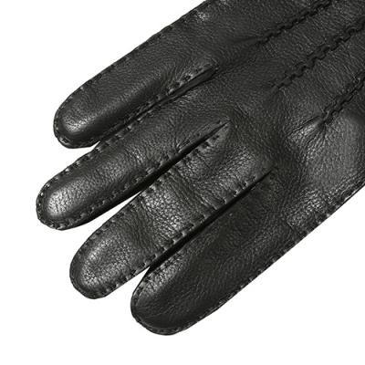 China Four Seasons Manufacturer Cheap Genuine Leather Double Faced Mens Womens Winter Black Gloves for sale