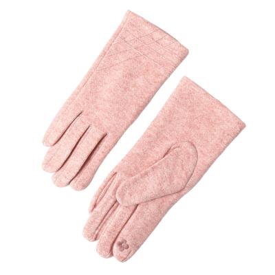 China Simple Women's Cashmere Fashion Accessories Woman Gloves Knit Ladies Girls Glove Crocheted Flower Decoration for sale