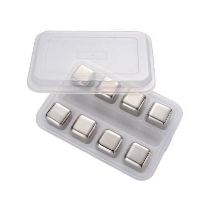 China Stainless Steel Bar Accessories Metal Ice Cubes Stainless Steel Whiskey Stone Ice Cube Set With Box for sale