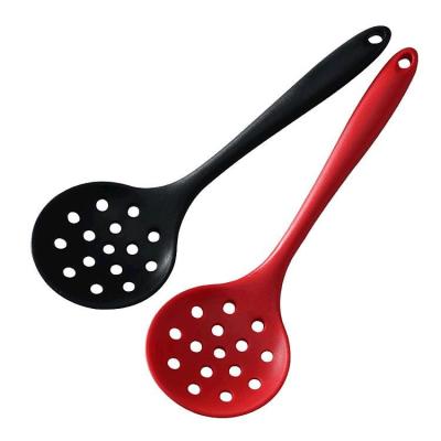 China Stocked Kitchenware Silicone Colander Spoon Slotted Serving Spoon Filter Spoon for sale