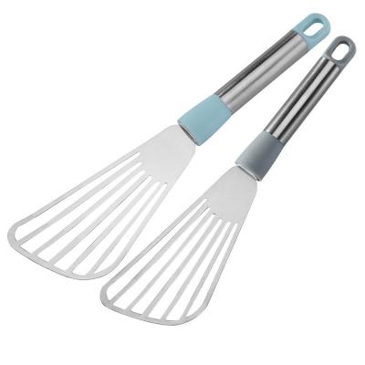 China Turner Stainless Stocked Slotted Steel Fish Spatula Pancake Spatula For Frying for sale