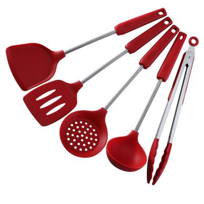 China Non Stocked Stick Silicone Cookware Kitchen Utensils Set Stainless Steel Cooking Tools for sale