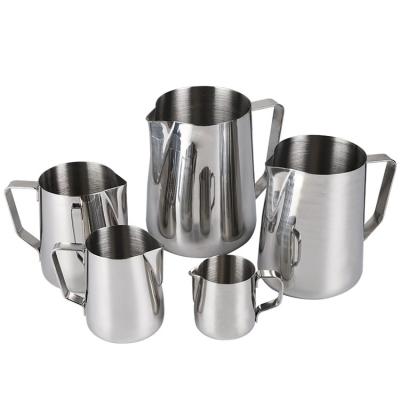 China 18/10 Professional Stocked Stainless Steel Milk Frothing Jug Latte Jug Pouring Pitcher For Coffee for sale