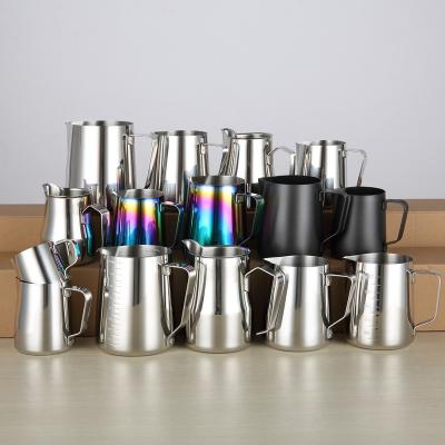 China Wholesale 350ml Stocked Stainless Steel Milk Frothing Pitcher Jug Latte Art Steaming Jug for sale