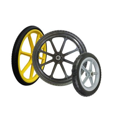 China 6 8 10 12 13 16 20 Inch PU Foam Rubber Free Bicycle Wheel Flat Tire Air Free Polyurethane Wheelbarrow Wheels for sale