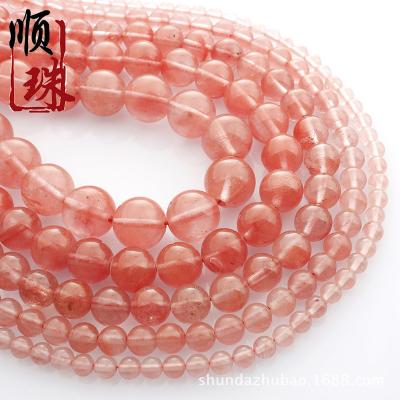 China Natural Stone Stone Scattered Beads Synthetic Red Watermelon Round Beads Ornament Accessories Wholesale Factory Direct Sales for sale