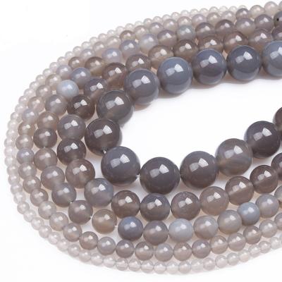 China High Quality Natural Stone Beads Gray Agate Round Beads Scattered Beads DiyBracelet Ornament Accessories Wholesale for sale