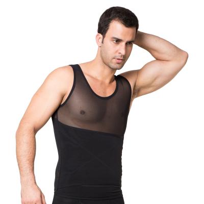 China QUICK DRY Mens Tummy Control Shaper Vest Tank Top Waist Trainer Body Slimming Shapewear T-shirt Sleeveless Underwear With Hooks for sale