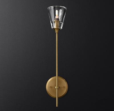 China Modern Art Design Home Decoration K9 Crystal Glass Wall Sconce Polished Brass Wall Light for sale