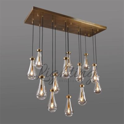 China 2021 Hot Sales Modern Large Crystal Square Spiral Raindrop Hanging Crystal Chandelier For Stairs Rain for sale