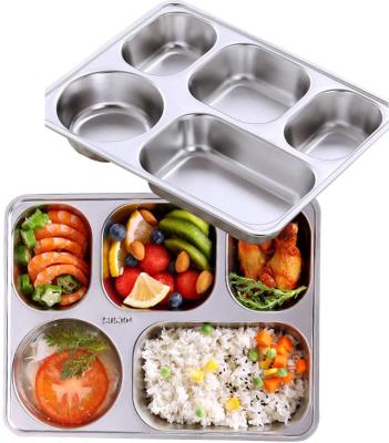 China Dishwasher Safe Nutritional SUS Divided Plates Tray 5 Sections Dinner Dishes For Kids for sale