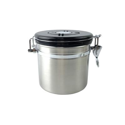 China Kitchen Coffee Canister Stainless Steel Coffee Container Airtight Coffee Beans Pods With Adjustable Date for sale