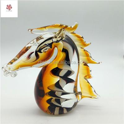 China High quality handmade glass sculpture in decoration horse head for sale