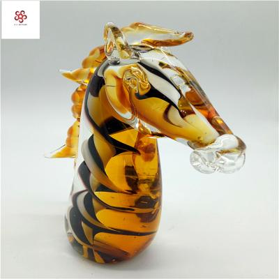 China High quality handmade glass sculpture in decoration horse head for sale