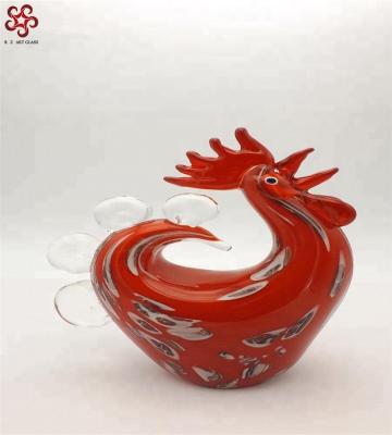 China Chinese Art Handmade Glass Rooster Figurine from China for Gift for sale