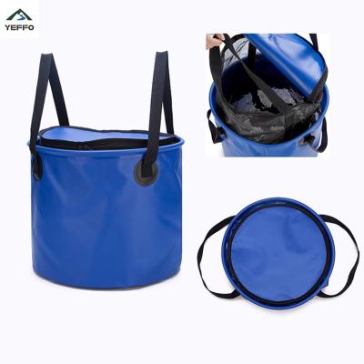 China Fishing Boating Camping Folding Bucket 500D PVC Tarpaulin Double Seamed Seams for sale