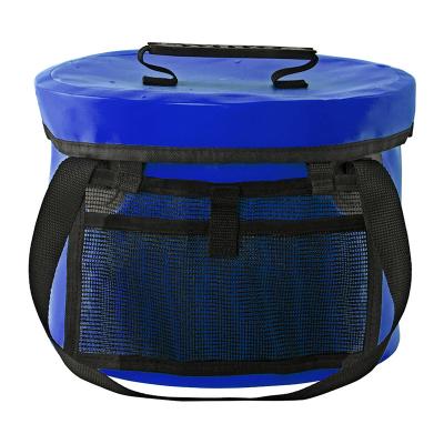 China Waterproof 9L Camping Folding Bucket 500D PVC Collapsible Fishing Bucket for sale