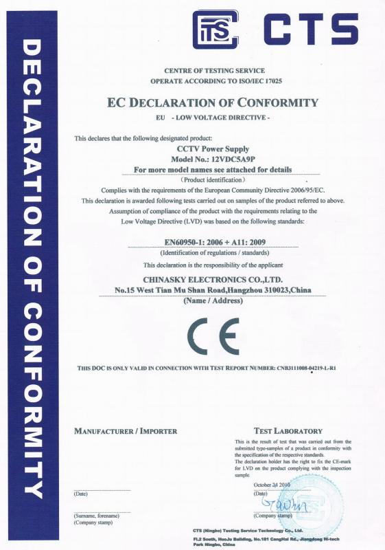 CE Certificate - Chinasky Electronics Co., Ltd