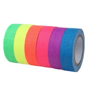 China UV Black Light Luminous Adhesive Tape Neon Fluorescent Cotton Cloth Tape Warning Tape For Party for sale