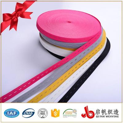 China Durable Garment Polyester Knit Colorful Elastic Band Webbing Flexible Button Hole Strap Manufacturers for sale