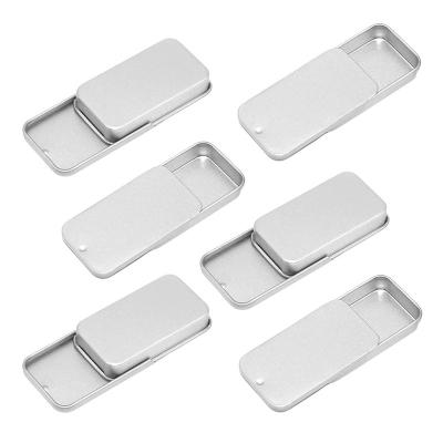 China Small materials mint/recycled lip balm/solid top rectangle Tin Can /case/box/perfume/brow soap packaging slide for sale