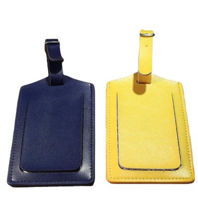 China Garment\Jeans\DIY\Bags\Overlay Personalized PU Leather Luggage Tag Customized Yellow Luggage Tags With Buckle for sale