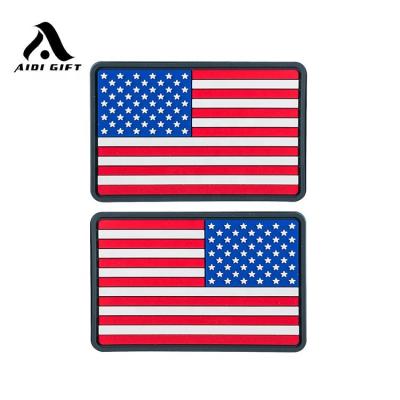 China Handmade Wholesale Custom Logo PVC American Flag Rubber Patch, USA Flag Patch For Clothes for sale