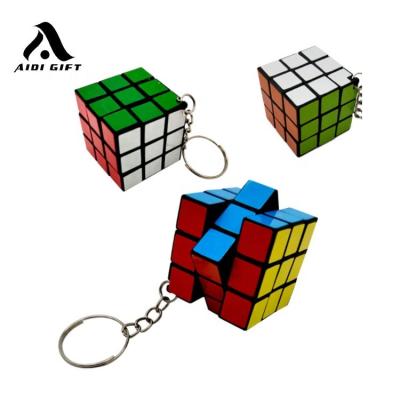 China Wholesale Magic Cube Key Chain 3CM Mini Cube Shaped Cheap Promotion Gift Bulk for sale