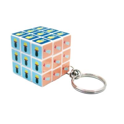 China Promotion Gift ABS Mini Magic Cube Shape Key Chain Top Selling Plastic Wholesale for sale